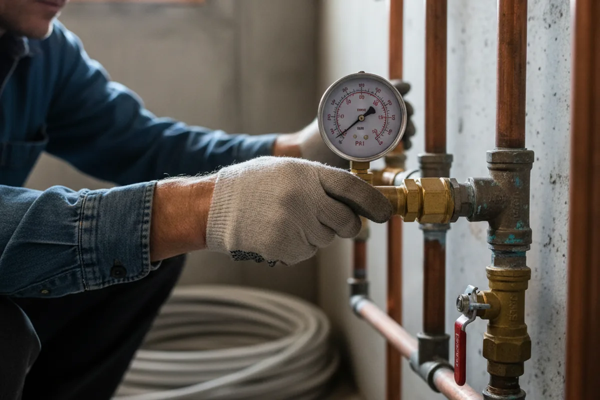Pressure testing a repaired line during Water Line Repair in Luning